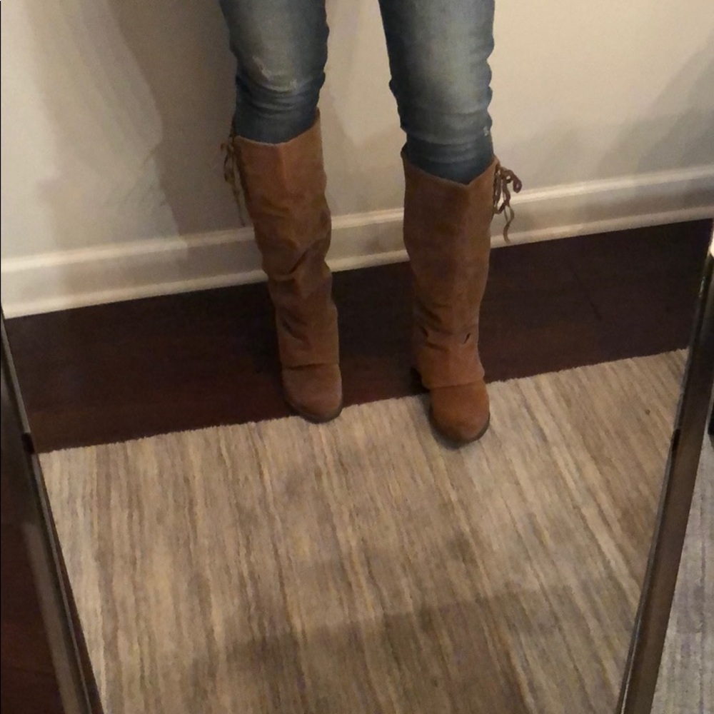 Tan suede boots